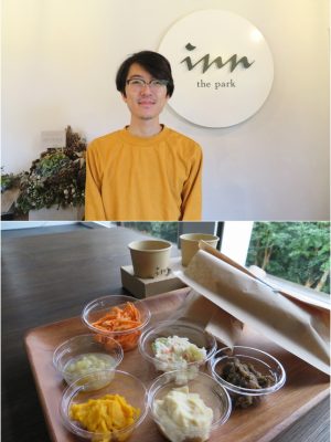 山家氏と朝食。働いている人たちも楽しそうだったのが印象的