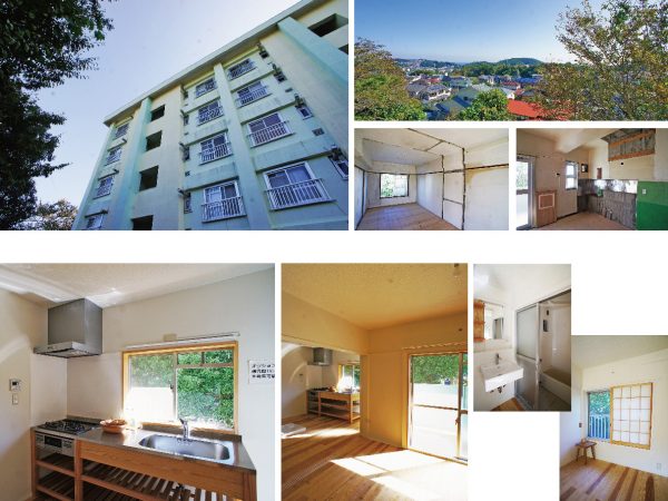 ▲写真上：仕上げ材が無い状態から自由に部屋づくりを楽しめる『セルフリノベーション』の住戸。高台の眺望が気持ち良い。<br />写真下：公社側から提案している『セレクトリノベーション』のプランのひとつ。小田原地区木材業協同組合と連携して県内産の小田原杉の無垢材をふんだんに使い、木の温もりが感じられる和モダン空間が完成している。「公社でリノベを前面に押し出すのは初の試み。リノベというからには、“暮らしのイノベーション（革新）”というキーワードを大切にしたいと思っています」と渡辺さん