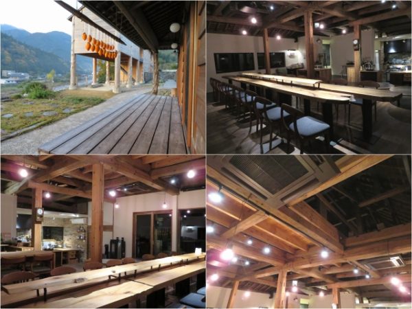 立派な骨組みが印象的なフロント・食堂棟。天井の高さが気持ちいい