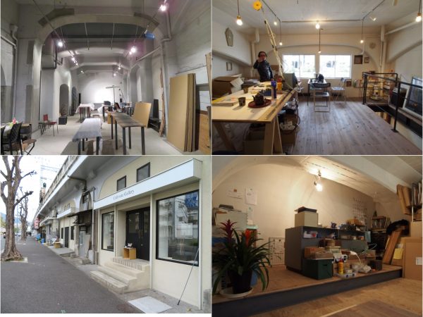 使い方はそれぞれ。左上は鉄を使った製品を作っている工房。手前と奥でアーチの形状が違うことが分かる。手前が阪急で、奥はＪＲ