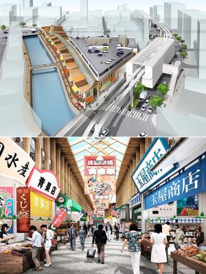 新市場のイメージ。川の両岸に通路を整備して、メインの通路は現状の幅4ｍから6ｍに広げる予定だ