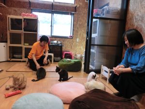 ねこ蔵を手がけた森さん(右)と、フロント・シェルター責任者の井上さん(左)。ふたりが出会わなければねこ蔵はできなかったと口をそろえ、言葉の端々からお互いへの敬意が感じられた