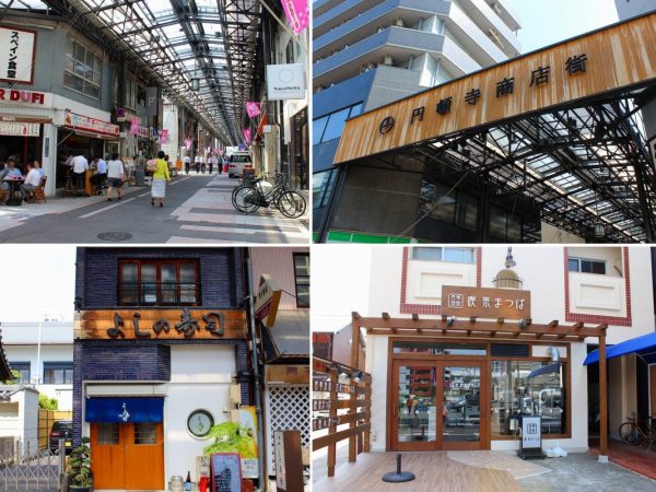 看板が様変わりし、スタイリッシュな雰囲気になった「円頓寺（えんどうじ）商店街」のアーケード。既存のお店もレトロな建物を生かしてリニューアルしている