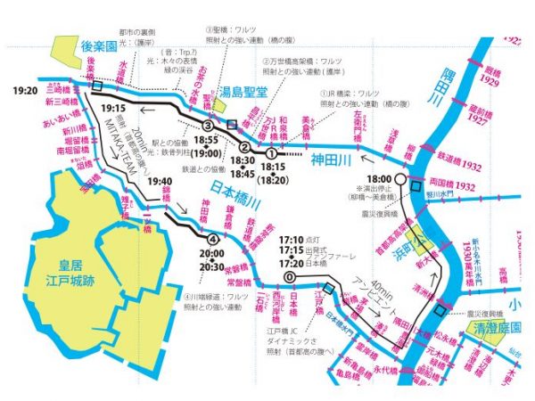ミズベリングシップの航行と音楽のスケジュール（資料提供／ミズベリング・プロジェクト事務局）
