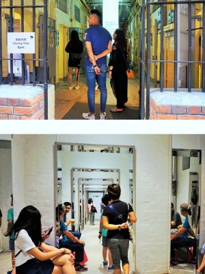 監獄の見学コースで、上の写真は当時の雰囲気を残しているが、下はギャラリーの雰囲気だ