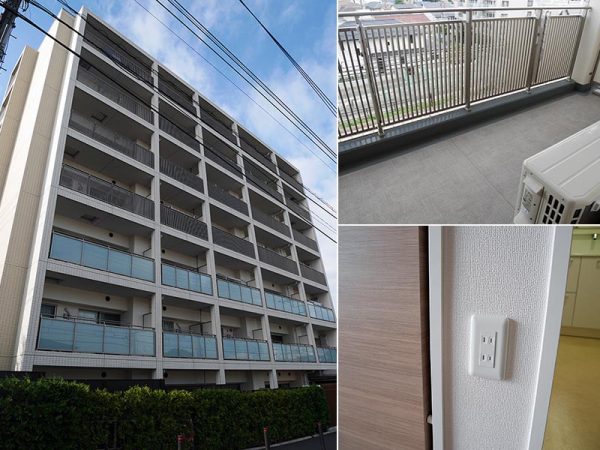 コーシャハイム千歳烏山5号棟。ベランダ、コンセントなど、安全性に配慮された設計