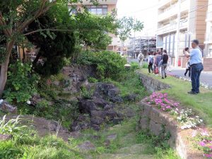 甦った清流もあるが、一方で干上がった場所も。ここは三島大社へ参る人が身を清めたとされる鏡池。昭和60年代からゴミが捨てられるなどして荒れていたが、掃除をし、今は公園に。だが、水が湧くことはもうない