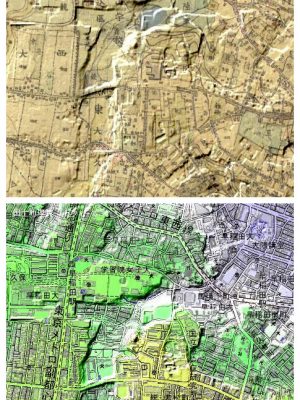 中央の窪んだ部分が大久保。細長いスリバチである