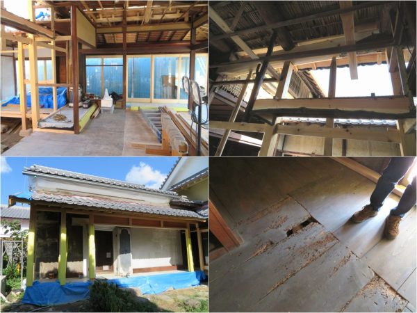 改修中の様子。傷んだところを新しくし、見えないところに補強を入れとやるべきことは多い