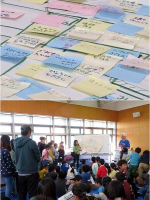 まちを歩いてみての感想や課題、意見などを書き出し、それぞれに発表する