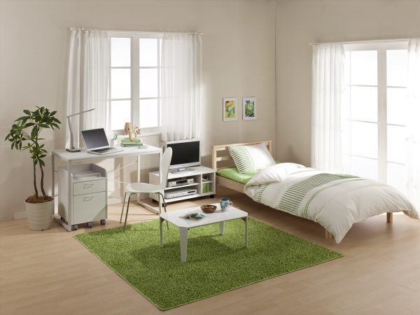 留学生に人気の家具・家電付きの物件イメージ。シンプルな雰囲気ながらグレードの高い、広めの部屋タイプだ