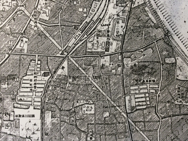 鐘淵紡績の社宅が2箇所あった。『帝都地形図』より