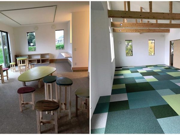 左が1階、右が2階。いずれも広々とした空間で、DIYによる部分も多い