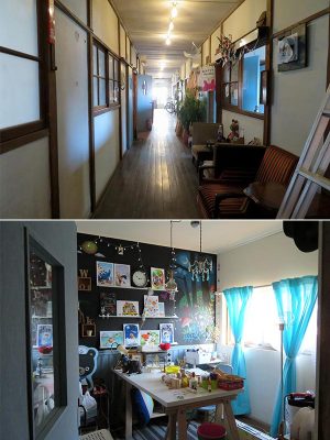 2階の廊下と入居されている方の室内。レトロな雰囲気がたまらない