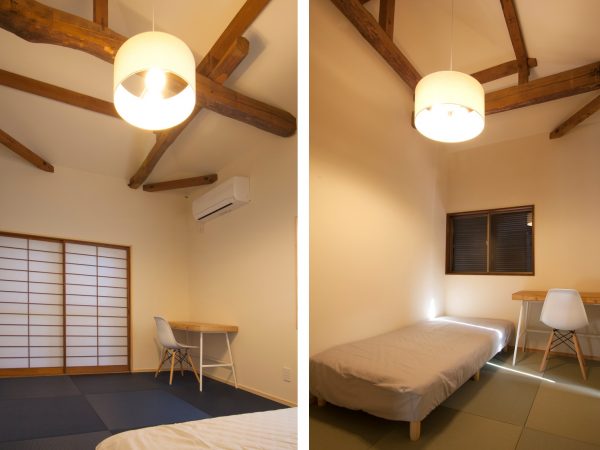 ネオハウストウキョウの間取りは、2階が4部屋の住人用個室とトイレ、1階がLDKと和室、そして浴室とトイレになっている。2階個室には畳や障子を使用するなど、和のテイストを取り入れたデザインにしていると石上さんは言う。外国人の利用者に喜んでもらえるからだ