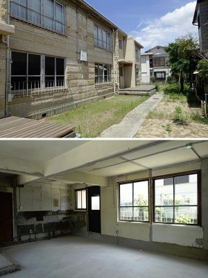 改修後。増築されていた風呂部分を減築、そこにウッドデッキを設置した。室内はシンプルな作りのまま