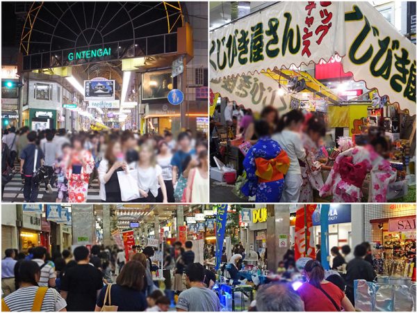▲松山市の中心街、伊予鉄『松山市』駅前から全長約1kmにわたり賑やかなアーケードが連なる『松山銀天街商店街』と『松山大街道商店街』。毎年6月下旬から8月上旬にかけて開催される『松山中央商店街土曜夜市』では200を超える出店がアーケードの下にズラリと並ぶ（写真）。松山の夏の風物詩として地元の人たちが毎年楽しみにしているイベントだ