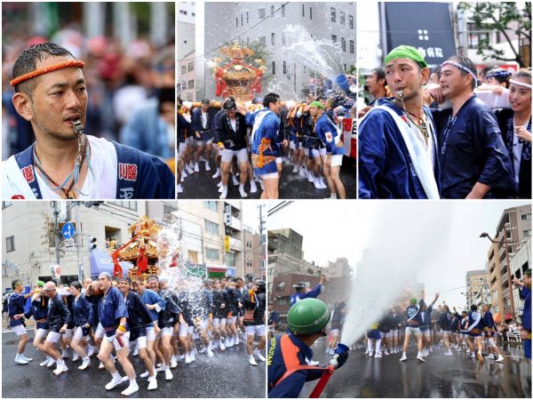 ▲赤坂・日枝神社の山王祭、神田明神の神田祭に並び「江戸三大祭」に数えられる富岡八幡宮例大祭、通称水かけ祭り。本祭りは3年に一度開催され、大小約120基の神輿が氏子町内を練り歩く（椎名さん提供写真）