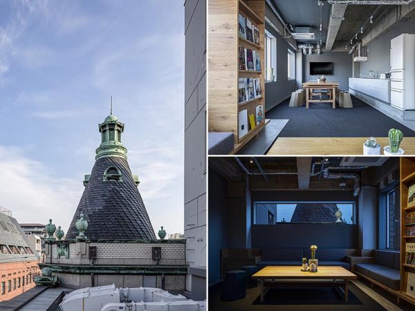 この建物を特徴づけている尖塔を望む共用スペース（写真提供：株式会社リビタ）