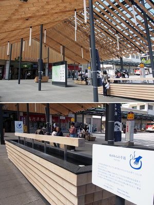 木をふんだんに使ったスペースには湯どころだけに手湯を楽しめるコーナーも