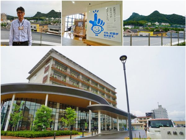 ▲昨年完成した武雄市役所のコンセプトは『みんなの市役所』。業務フロアを見ても各課がオープンに配置された設計になっており、気軽に相談しやすい雰囲気が演出されている。「武雄市というと『武雄温泉』の観光業が中心かと思われがちですが、実は基幹産業は『農畜産業』です。そのため、農業に関心がある方はもちろん、福岡通勤圏というPRも含めて、今までに無い“仕事も遊びも自然も揃うベッドタウン”を目指しています」と森正文さん（写真左上／住まい支援課 移住相談係・空き家対策係）