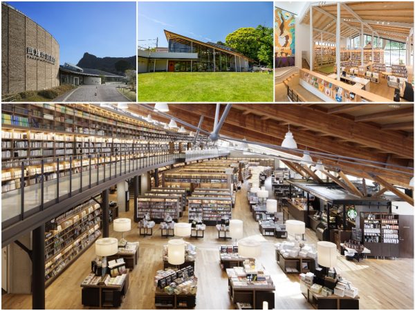 ▲武雄市の知名度を一気に全国区に高めた『武雄市図書館』と『こども図書館』。蔦屋書店やスターバックスが併設されており、館内に佇んでいると「ここは東京・代官山では？」と錯覚してしまいそうなほどのスタイリッシュな空間が広がる。「この『武雄市図書館』も民間のノウハウを取り入れたもの。利用者は顕著に増えており、2019年2月には入館者数が500万人を突破しました。図書館開設直後は首都圏からの移住者も増えましたし、“ああ、あの武雄ね？”と言われるようになりましたから、図書館は武雄のアイコン的存在です。こうした存在を今後もひとつひとつ作っていきたいですね」