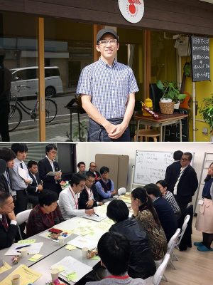 【写真上】「名古屋人が愛するモーニングで名古屋の文化を広めていきたいし、まちを元気にしたい」とオーナーの市野さん<br>【写真下】「商店街OPEN2018」の様子。空き店舗を魅力ある店に生まれ変わらせるべく、地元の有志、建築士やデザイナー、まちづくりに興味のある学生などが集まり事業プランを練った（写真提供/喫茶モーニング）