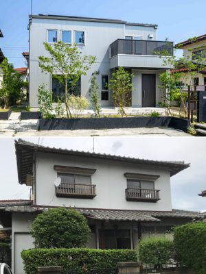 [福岡 橋本の家]　 2019年5月改修竣工　（上）外観after　（下）外観before