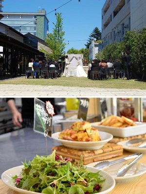 野外で行われたウェディング。そして自慢の地元の産物をたくさん使ったビュッフェ。ランチの名物とか