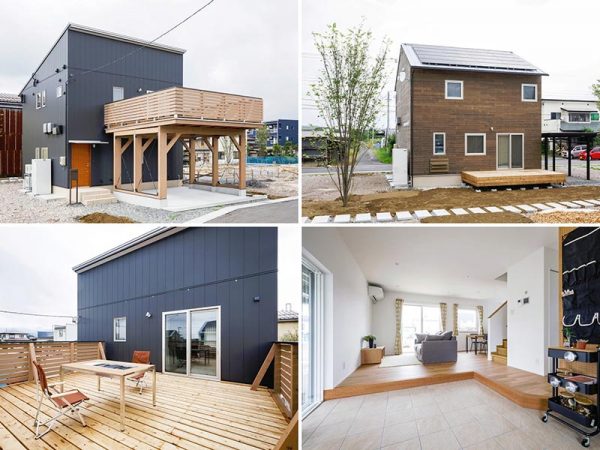 左側の上下2点はデッキテラスのある家、右は土間のある家。一般的な建売住宅にはない開放的な間取りである。撮影／Isao Negishi