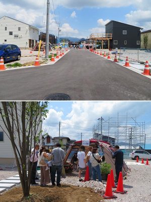 広々とした敷地に19戸。敷地自体も開放的で、窓から山々が見える住戸などもあった。イベントには子ども連れファミリーが多数