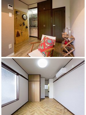 室内は一般的なワンルーム。5～6畳ほどの居室にクロゼットと水回りがある