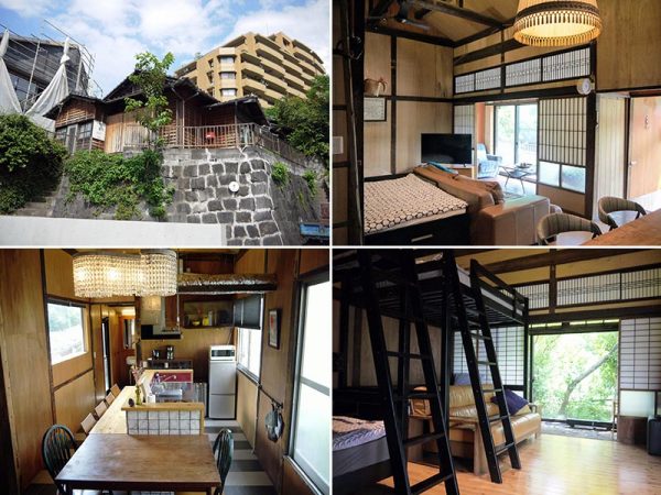 左上／スミツグハウス外観。2棟はそれぞれ方向の違うアプローチを持ち、互いにプライバシーが守られる　</br>右上／西棟のダイニングから縁側方向を見る　</br>下2点／東棟。2棟とも、民家らしい雰囲気を残しつつ、宿泊客が快適に過ごせるよう、キッチンや浴室設備を整えた