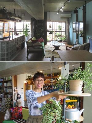 竹内氏のご自宅で。壁際のテレビ、窓際のグリーンなどが飾られているのがラブリコ。グリーンは「DRAW A LINE」を使っても飾られている