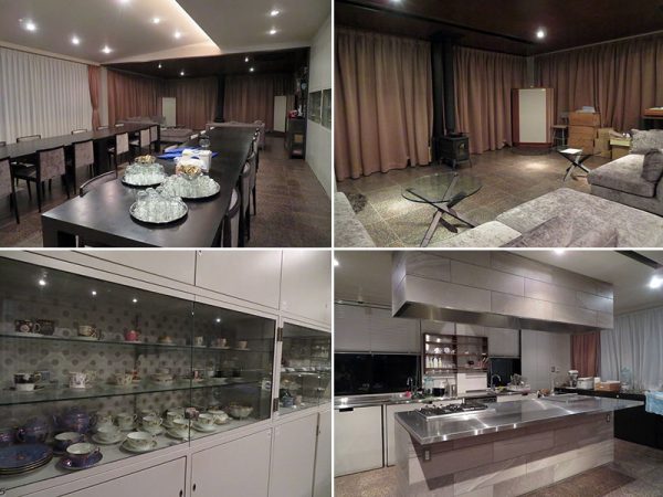 サロンとして使われている空間。90m2ほどのスペースに厨房施設その他が入り、それ以外にはバーベキューテラス、ルーフガーデンなどもある贅沢な場
