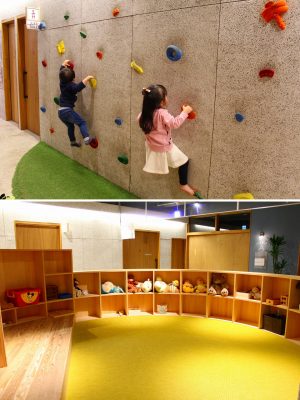 公社住宅の１階にオープンした「ソーネおおぞね」。キッズコーナーで遊ぶ子どもを見守りながらランチができると口コミで知り「初めて来ました」というママ友仲間も