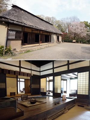 上：ユニークなトイレがある佐々木家住宅は、長野県南佐久郡から移築された。江戸時代の18世紀前半の享保年間の建物だ／下：長野県伊那市から移築された三澤家住宅で、19世紀なかごろ、かつて薬種問屋を営んでいて、当時の面影を再現している