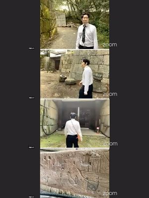 細い枡形を抜けて西門へ向かう。これが徳川慶喜が二条城で最後に見た景色。西門の片側には各藩から派遣された衛士が刻んだとみられる落書きが残っている（一番の下の写真）
