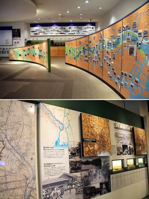 荒川知水資料館アモアの1階は「荒川の自然環境」、2階は「荒川の治水」に関連した情報が展示されていて、3階は地域交流などのスペースになっている