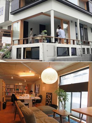 上はコーヒースタンド利用時。下は地下の宇津木氏のオフィス　