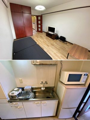 抱樸が北九州市内に整備した支援付き住宅。すぐに生活できるよう調理道具や家電も揃えた