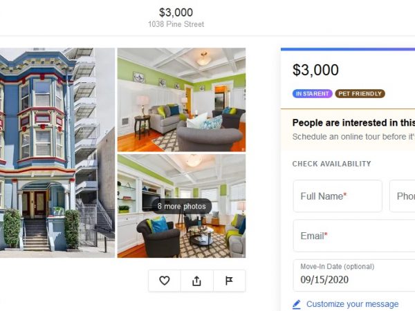 ビクトリアンハウスに住めはしないかと探してみた物件。実は前述の950ドルの物件と同じ通りにある<br>キャプチャーは「Zumper」より<br>
https://www.zumper.com/