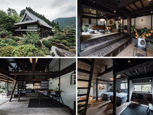 大家の外観、玄関と共用のラウンジ、室内など。4室はそれぞれに異なる雰囲気、設え、眺望が楽しめる