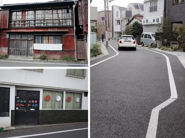住宅地らしくないビリヤード場とクランクした道が旧街道らしさを感じさせる