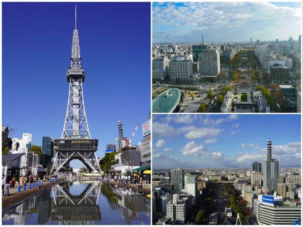 左／リニューアルした久屋大通公園の名古屋テレビ塔付近。右上が名古屋テレビ塔からの南側風景、右下が北側。リニューアル前も緑豊かで噴水などがあり、都会のオアシス的存在だったが、人の訪れが少ないエリアもあった。今回の再整備では大型の芝生広場も擁しながら、カフェやファッションブランドなどの店舗が点在し、魅力を増している