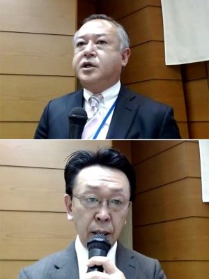 上/仙台国際空港株式会社取締役航空営業部長の岡崎克彦氏<br>
下/愛知県建設局道路建設課有料道路室室長の河合誠氏