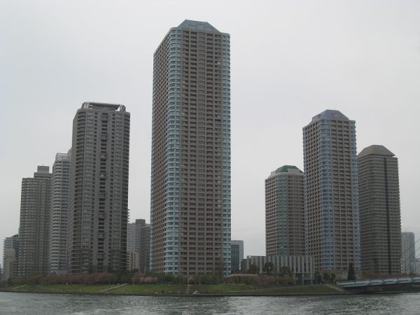 最近では都心の河川を舟で巡るツアーも増えたが、首都高速の下ではこうした風景が続く