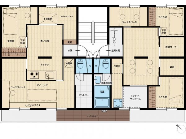 「タテ ニコイチ」の間取り図。写真提供：大阪府住宅供給公社