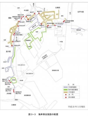 東京都港湾局の資料から外郭防潮堤の位置を示す図