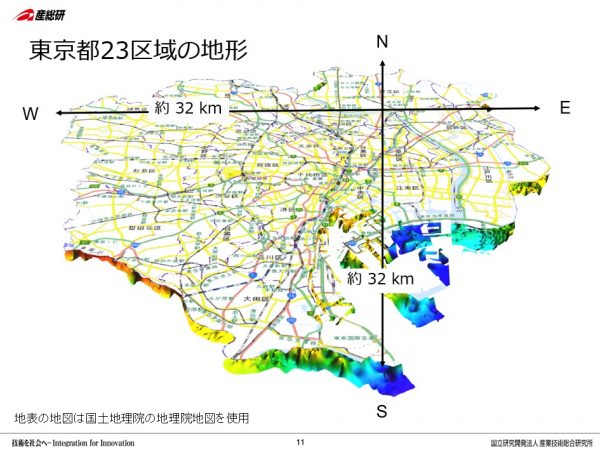 東京23区の東半分は東京低地といわれる沖積低地、西半分は武蔵野台地といわれる台地から成っている